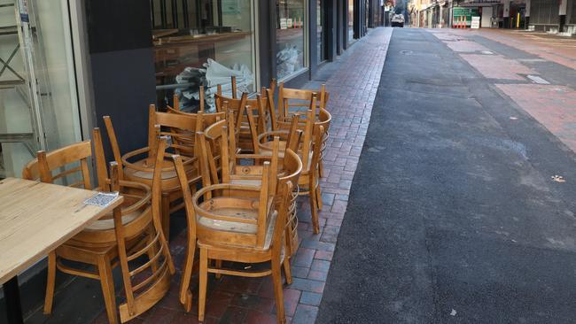 A closed cafe in Hardware Lane in Melbourne. Picture: NCA NewsWire / David Crosling