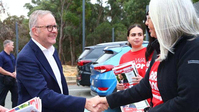 Anthony Albanese on the campaign trail in Andrew Hastie’s seat of Canning. Picture: Mark Stewart / NewsWire