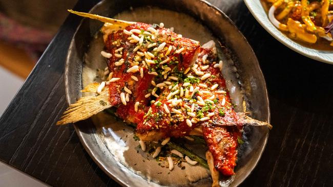 Kingfish collar with romesco sauce and furikake at Ode bistro, North Adelaide. Picture: Supplied