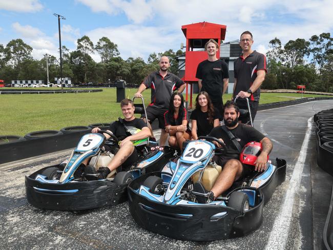 Slideways Pimpama is closing after 11 years after Gold Coast City council finally decided to terminate their lease. The Slideways team members after hearing of the announcement. Left to right they are, Harry Nolan, Sam Mulley, Leilani Etheve, Heidi Moitzi, Brayden Jackson, Dan Tuite  and Tyrone Abielias. Picture Glenn Hampson