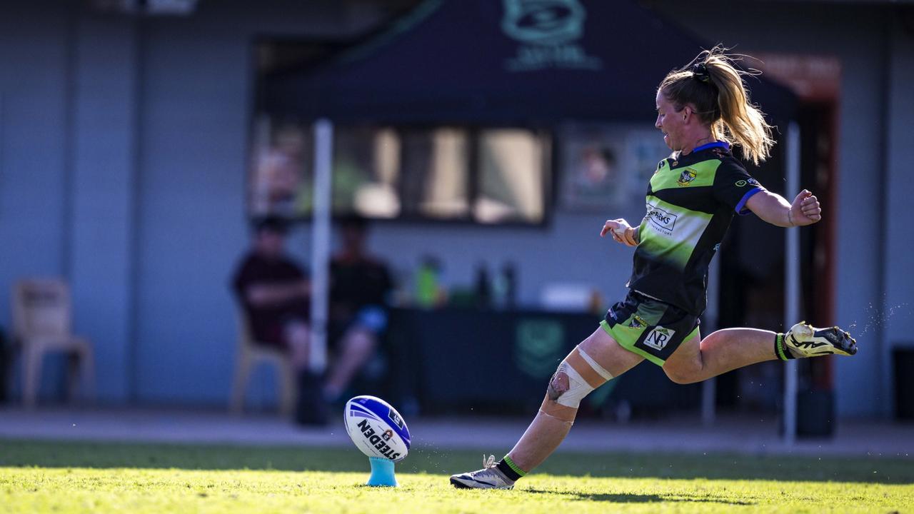 Victoria Alley playing for the Palmerston Raiders as they beat the Litchfield Bears in the 2024 NRL NT prelim final. Picture: Patch Clapp / NRL NT