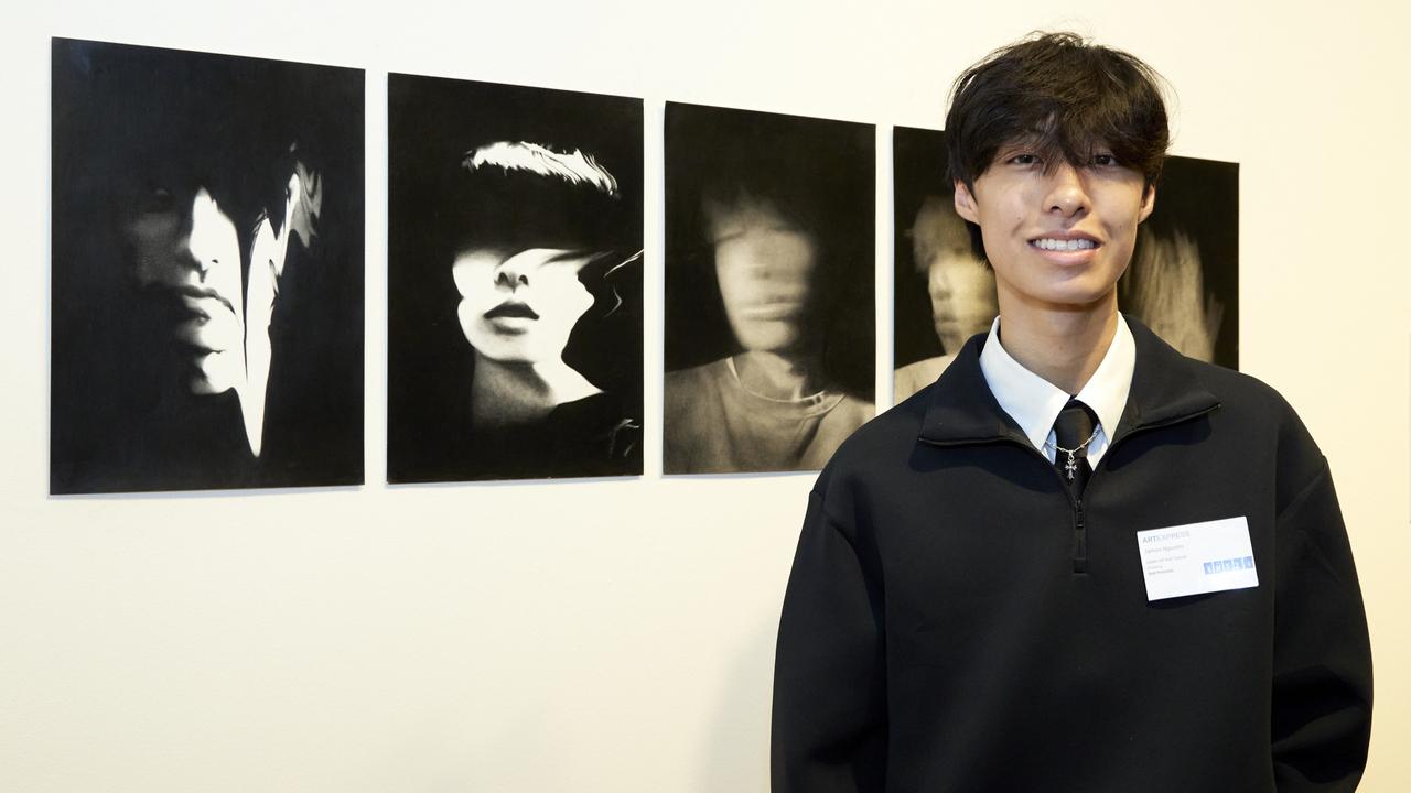 The opening ARTEXPRESS 2024 exhibition at the Art Gallery of NSW featured the work of James Nguyen, Castle Hill High School, with his 'Self portraits'. Picture: Art Gallery of NSW/Mim Stirling