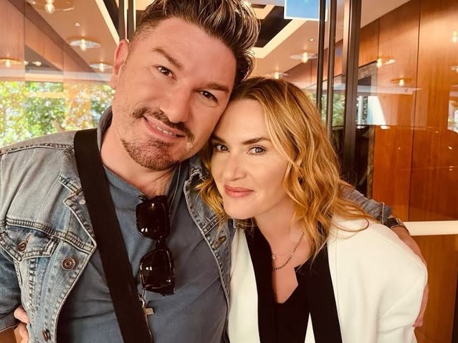 Hairdresser Michael Brennan and Kate Winslet.