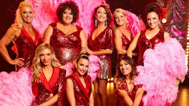 Singer Ella Hooper (bottom right) joins the cast of Ladies Night. Picture: Channel 7