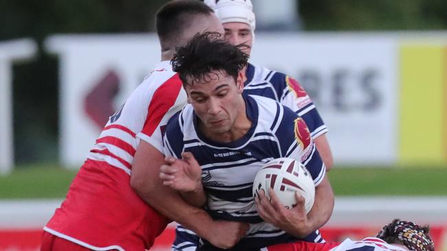 Langer Cup: PBC host St Mary's Toowoomba at Burleigh Bears Rugby League Club at Pizzey Park Miami. St Marys Keanu Wright-Dunrobin brings the ball back from a kick. Picture Glenn Hampson