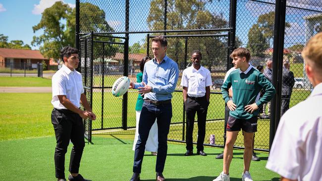 NSW Premier Chris Minns with students at Eagle Vale High School.