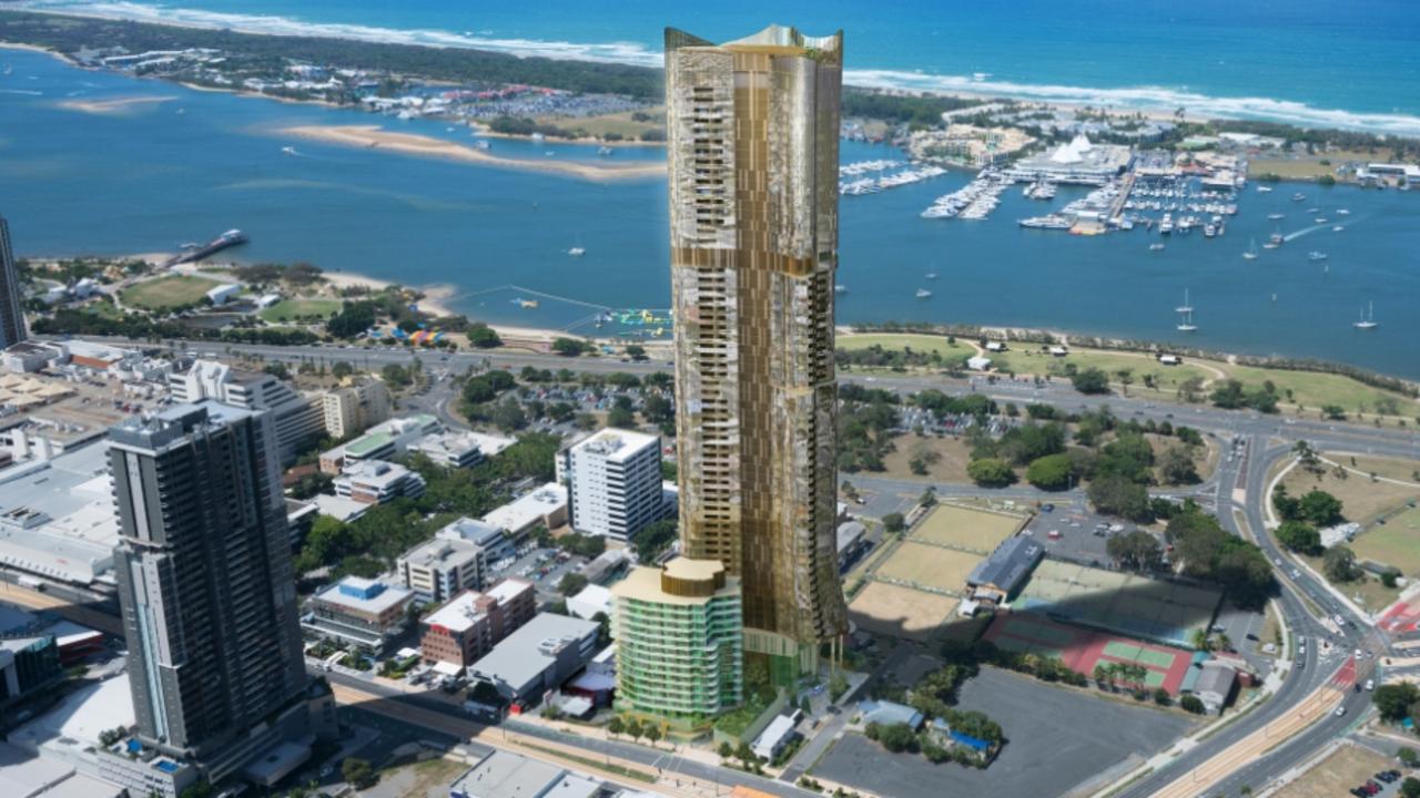 ASF’s The AU tower was proposed and approved for a site in central Southport but never went ahead. It’s now on the market. Picture: Supplied