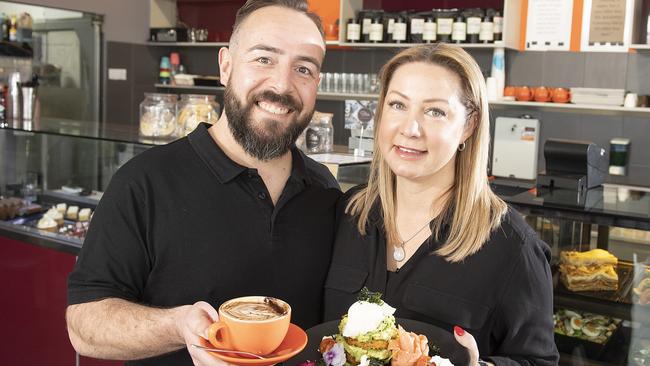 Split Bean Cafe owners Neil and Kristy Gratton. Picture: Ellen Smith