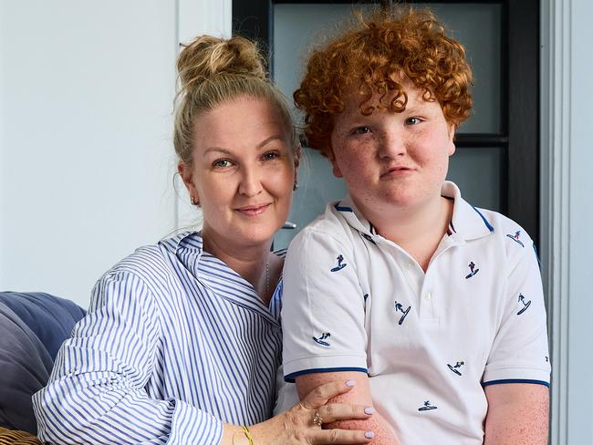 Sami Glastonbury with her son, Frank Glastonbury, 9, at home in St Morris, Friday, Dec. 30, 2022. Picture: Matt Loxton