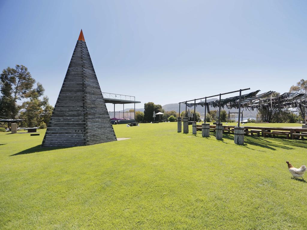 The lawn at Mona, which will be in upheaval during construction of the proposed hotel. Picture: MATHEW FARRELL