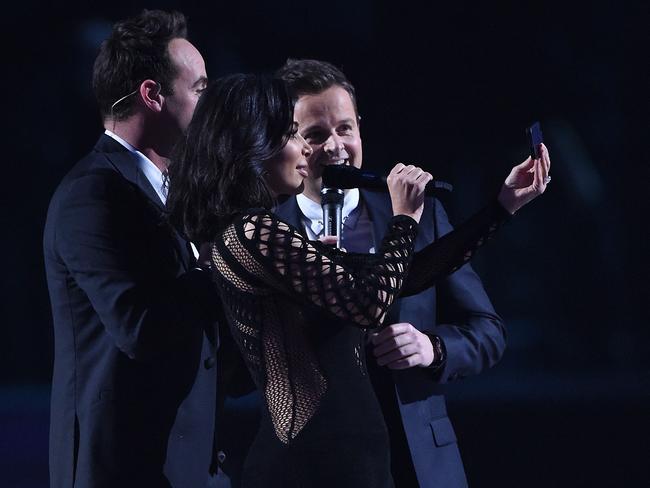 Kim Kardashian in the middle of a major selfie fail at the Brit Awards (Photo by Gareth Cattermole/Getty Images)