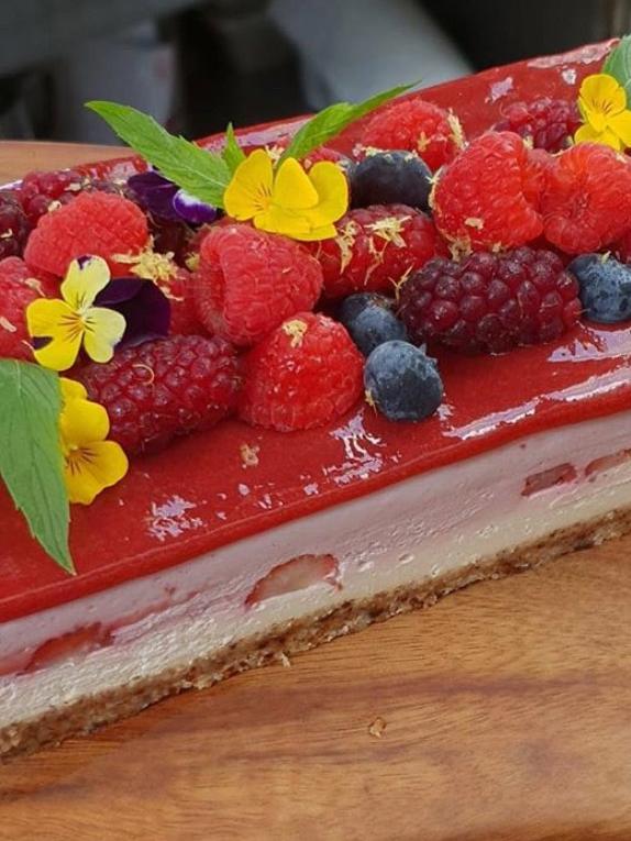 Housemade raw raspberry cheesecake. Picture: Supplied