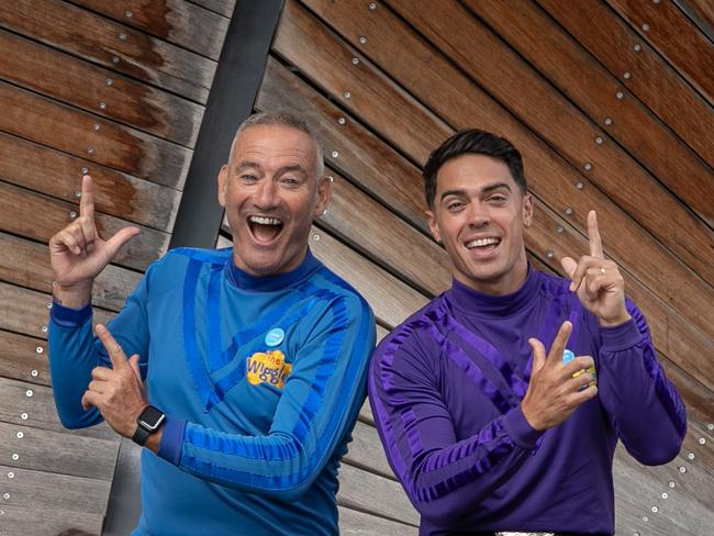 02/02/2024. The DailyTelegraph. News.Eveleigh, Sydney, NSW, Australia.Portraits of Wiggle Anthony and Wiggle John with kids and parents promoting Unicef pamphlets for kids.Picture: Julian Andrews