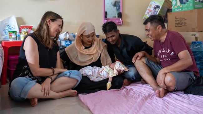 Rashid Mohammed and Taslemah Mohammed with their new born baby boy Rohan Mohammed in Cambodia. The family is being supported by South Australians who fear for their safety and wellbeing. Picture: Piseth Nhem,