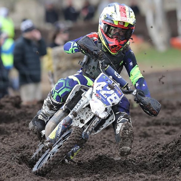 Braden Plath competing at the 2018 FIM Junior Motocross World Championships in Horsham, Victoria. Braden was named the 65cc World Champion. Picture credit: Classic Shots Photography