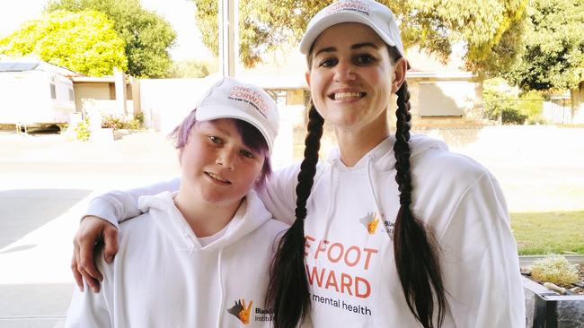 Hendrix Mortimer, 13, with mother Cheyenne Dunn before the incident. Picture: Supplied.