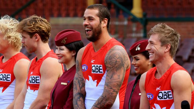 Sydney Swans announce their partnership with Qatar Airways in 2016. Picture: Mark Evans.