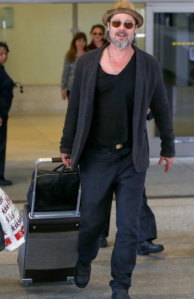 Brad arrived back in LA the day before, but was missing from the family outing. Credit: Splash News Australia.