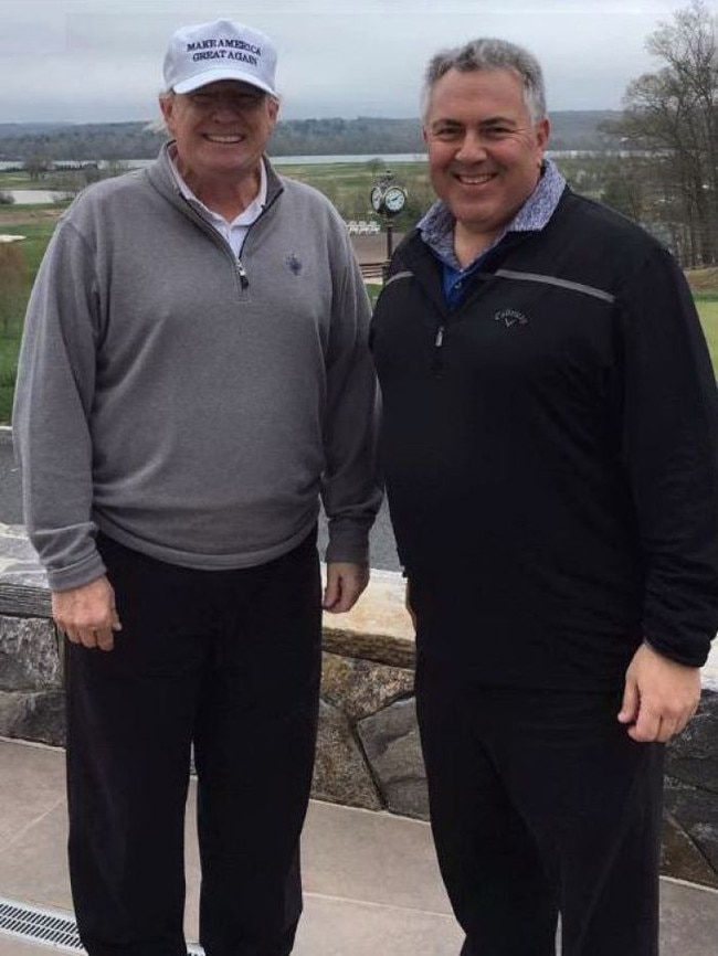 Joe Hockey (right) hits the golf course with US President Donald Trump. Picture: ABC