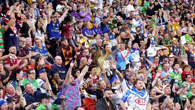 Crowds in the Stadium, Colour around Suncorp Stadium and Caxton Street ahead of Magic Round , Suncorp Stadium, Milton, Brisbane, on Friday 17th May 2024 - Photo Steve Pohlner