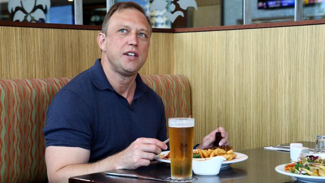 Premier Steven Miles at his local Murrumba Downs Tavern. Picture: David Clark