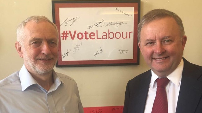 May 3, 2018 Instagram picture of Anthony Albanese with Jeremy Corbyn in the UK.