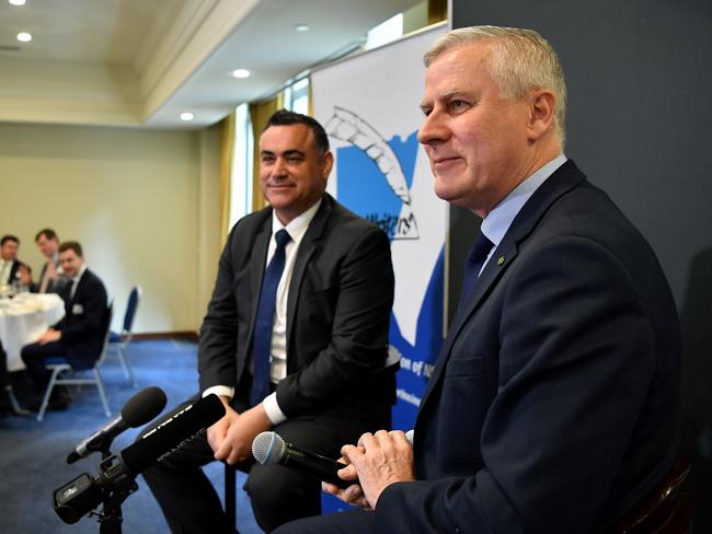 NSW Deputy Premier John Barilaro (left) and Deputy Prime Minister Michael McCormack. Picture: Joel Carrett/AAP