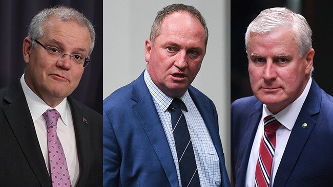 Scott Morrison, Barnaby Joyce and Michael McCormack.