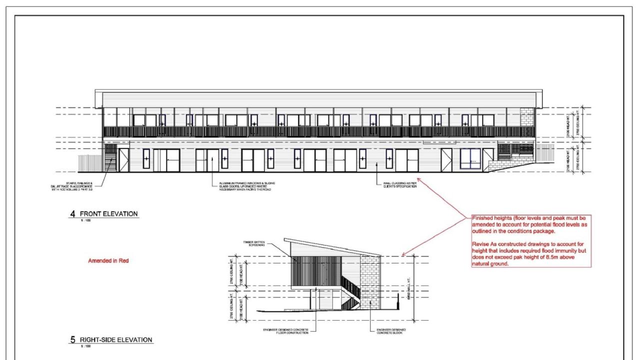 The outside of the structure containing 14 units. The plan has been approved to be developed on an empty lot at 1 Hodge Street, Kingaroy.