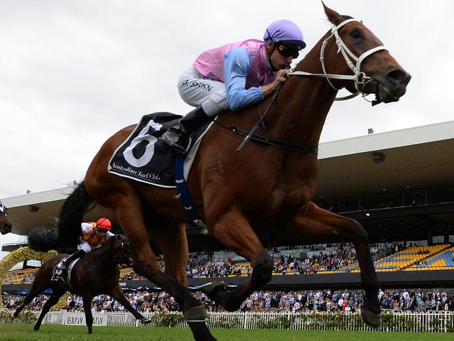 Best Guess ridden by Blake Shinn wins Race 7, the Jaydub Electrical Handicap, during Girls Day Out at Rosehill Gardens Racecourse, in Sydney, Saturday, November 18, 2017. (AAP Image/Dan Himbrechts) NO ARCHIVING, EDITORIAL USE ONLY
