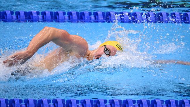 FUKUOKA, JAPAN - JULY 30: Sam Short of Team Australia competes in the Men's 1500m Freestyle Final on day eight of the Fukuoka 2023 World Aquatics Championships at Marine Messe Fukuoka Hall A on July 30, 2023 in Fukuoka, Japan. (Photo by Quinn Rooney/Getty Images)