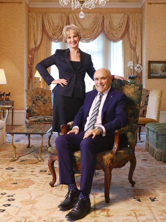 Paul Little and Jane Hansen in their Toorak home. Picture: Aaron Francis.