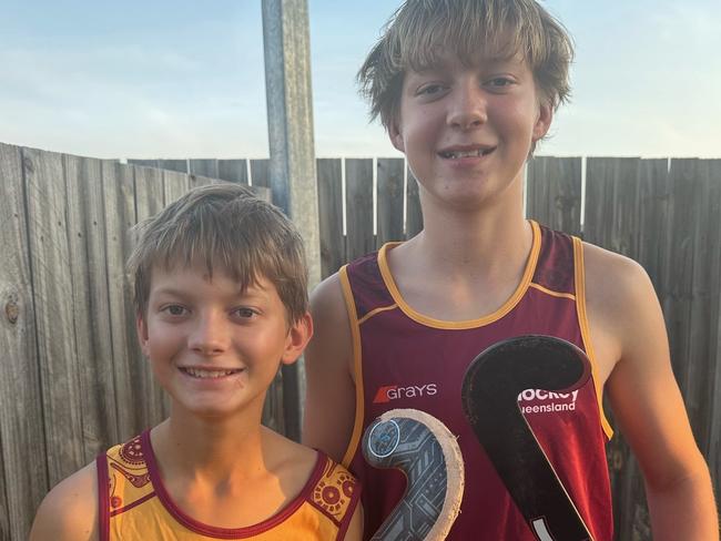 Rockhampton indoor hockey players Ryley and Eli Landsberg.