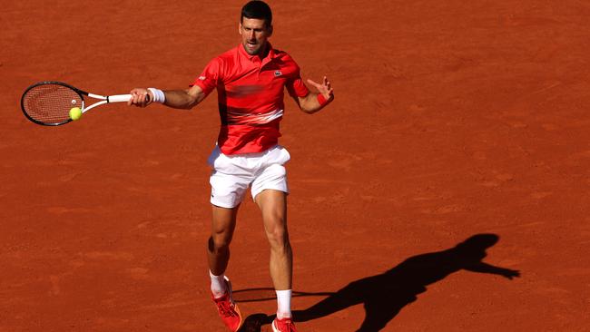 Novak Djokovic of Serbia plays a forehand against Aljaz Bedene of Slovenia during the Men's Singles Third Round. Picture: Clive Brunskill/Getty Images