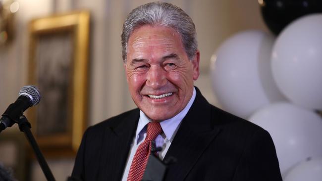 New Zealand First leader Winston Peters speaks to supporters. Picture: Getty Images.