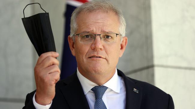 Scott Morrison says it is time to end government mandates and transfer responsibility back to Australians. Picture: Gary Ramage