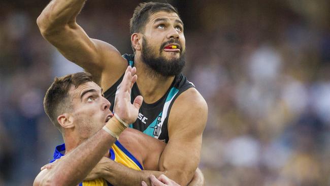 West Coast free-agent ruckman Scott Lycett could emerge as much-needed insurance at Port Adelaide as All-Australian ruckman Patrick Ryder continues to be vulnerable to injury. Picture: Tony McDonough