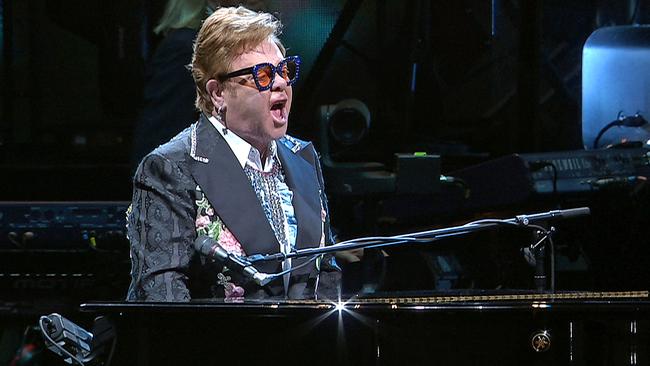 Elton John performing at C.ex Coffs International Stadium.