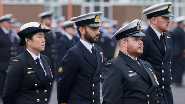 AUKUS submariners at HMS Sultan in Gosport, including Lieut Isabella, the dux of the first intake of Australians at the Royal Navy nuclear training course. Picture: Supplied