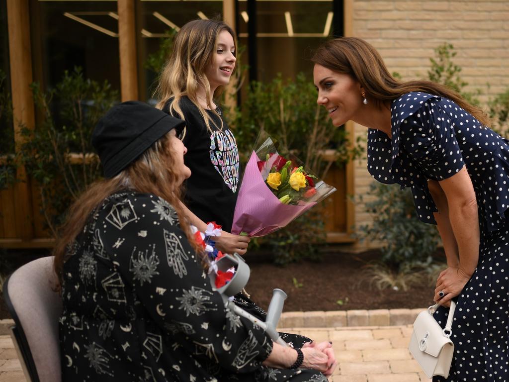 Catherine meets residents during a visit to the new facilities. Picture: Getty Images