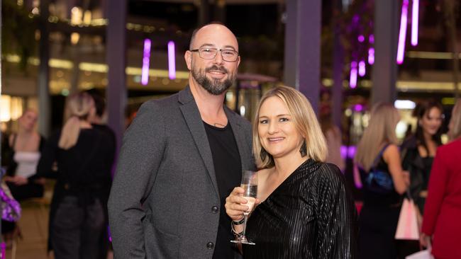 Kristy Takats and Isaac Curgenven at the Victoria's Secret Queensland Flagship Store Opening at Pacific Fair. Photo: Celeste Humphrey