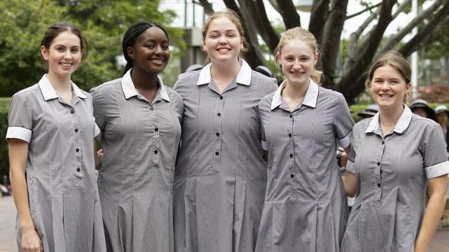 Abbotsleigh school leaders Jemma Chamberlain, Nanetta Washaya, Lily Thornthwaite, Sarah Hooper-Mitchell, Sarah Sherlock.