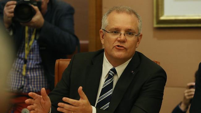 Treasurer Scott Morrison in  Cabinet meeting at Parliament House in Canberra. Picture Kym Smith