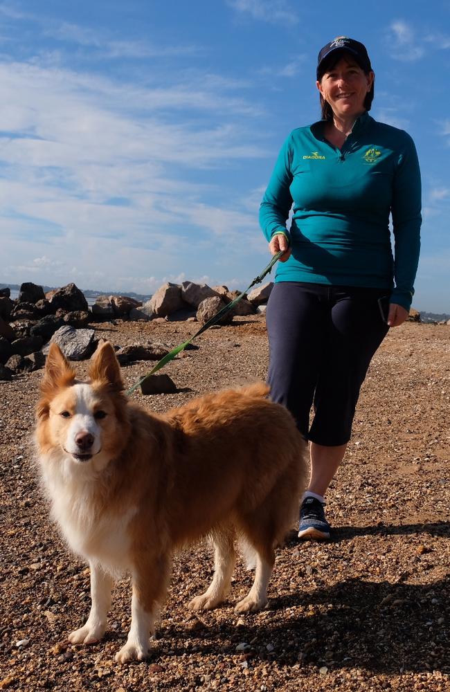 Trish Szilagyi with Toby at the soon-to-be official dog beach. Picture: Danielle Buckley