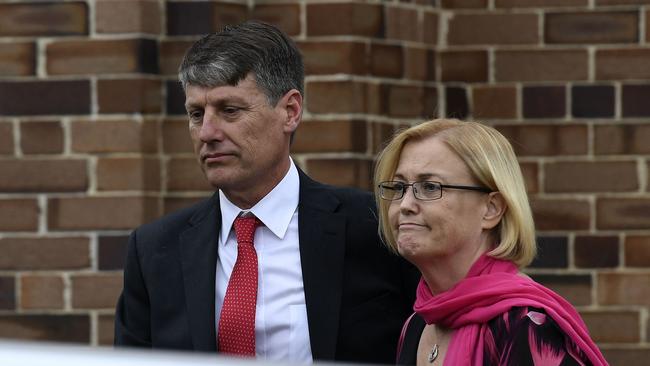 Stephen and Shaunagh Fowler, the parents of Australian murder victim Lucas Fowler, pictured after a memorial service in Sydney. Picture: AFP