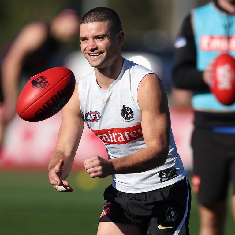 Collingwood SSP recruit Lachie Sullivan at training on Wednesday ahead of his AFL debut against Carlton on Friday night. Picture: Robert Cianflone / Getty Images