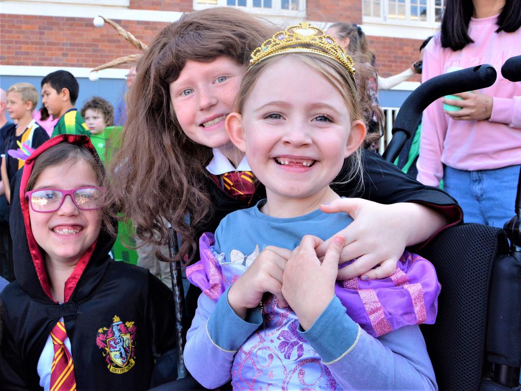 Toowoomba East State School prep students dressed up for Book Week are (from left) Grace Porter, Me'a Flegler and Olivia Nelson. Picture: Rhylea Millar