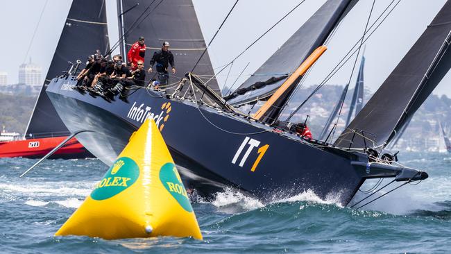 InforTrack in action at the start of teh Sydney to Hobart. Pic: ROLEX/Carlo Borlenghi