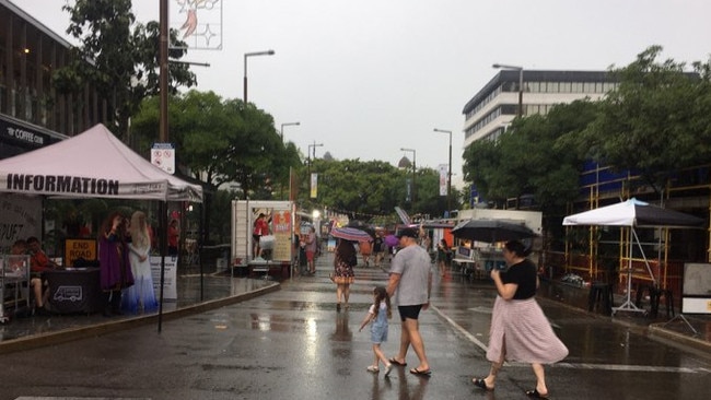 Wet weather washed out an event on Flinders St on Saturday.