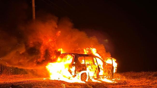 Gunnedah locals are feeling “frightened” after a recent spree of stolen and damaged cars, home invasions and car fires around the country town. Picture: Facebook FRNSW Gunnedah.